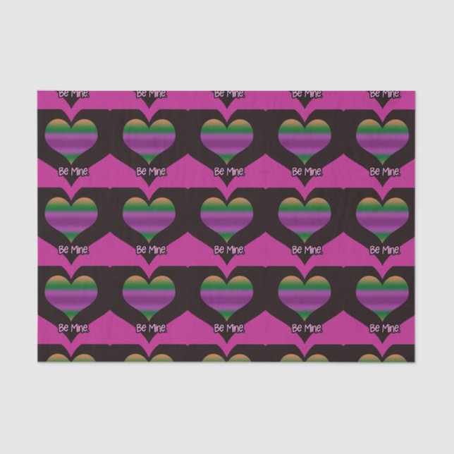 Papel De Seda Be Mine Valentine Purple Stripe Heart (Anverso)