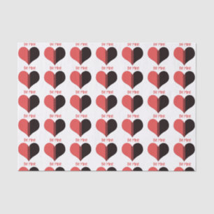 Papel De Seda Be Mine Valentine Red Stripe Heart