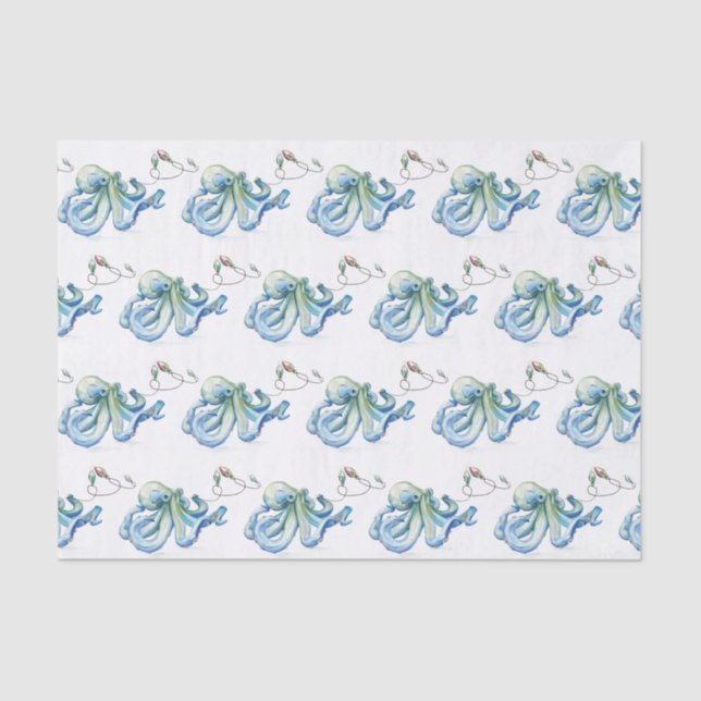Papel De Seda Beach Christmas Blue Tissue Paper (Anverso)