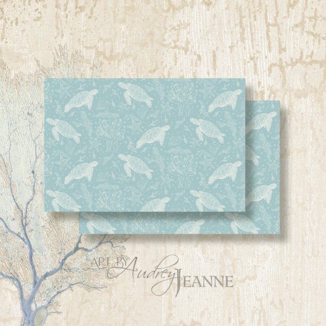 Papel De Seda Beach Coastal Sea Turtle Starfish Aqua Decoupage (Subido por el creador)