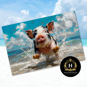 Papel De Seda Beach Pig Swimming Ocean Decoupage