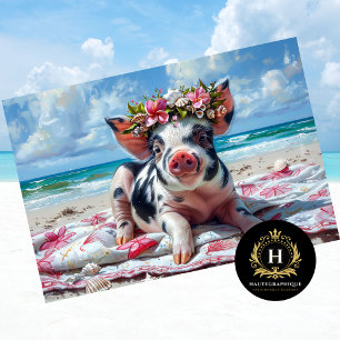 Papel De Seda Beach Pig Swimming Ocean Decoupage