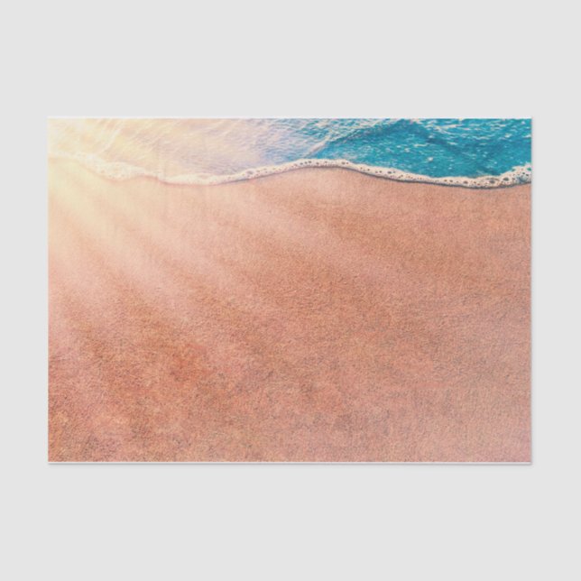 Papel De Seda Beach Sandy Shoreline Blue Ocean Wave Decoupage (Anverso)