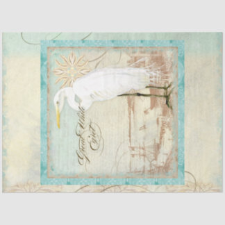 Papel De Seda Beach Water Color Egret Vintage Ephemera Decoupage