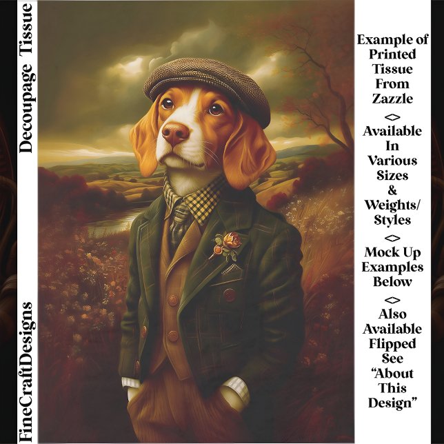 Papel De Seda Beagle Country Gentleman Landscape EX9L Decoupage (Subido por el creador)