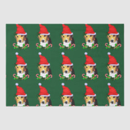 Papel De Seda Beagle en Navidades de Santa Hat