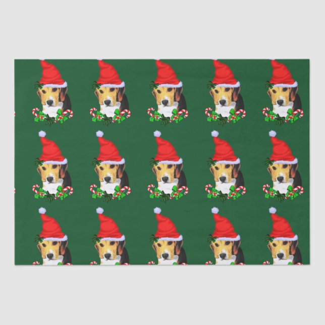Papel De Seda Beagle en Navidades de Santa Hat (Anverso)