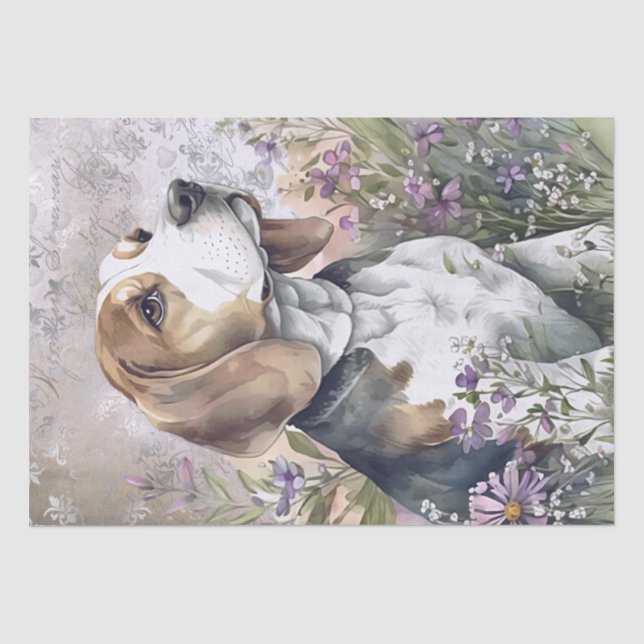 Papel De Seda Beagle Floral Dog (Anverso)