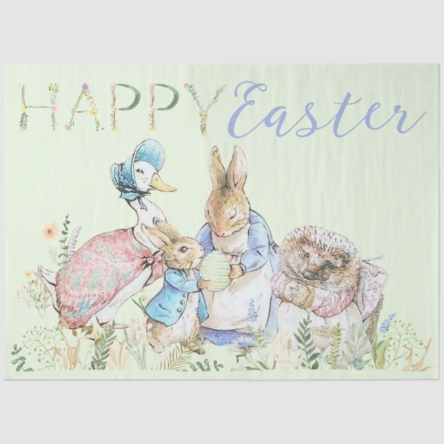 Papel De Seda Beatrix Potter Peter el tejido de Pascua de Conejo (Anverso)