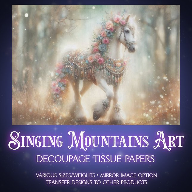 Papel De Seda Beautiful Floral Horse In Woodland Decoupage (Subido por el creador)