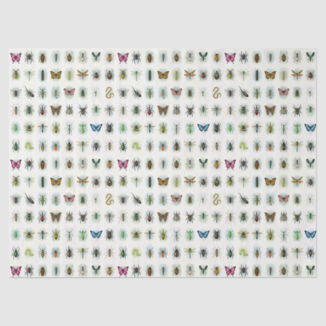 Papel De Seda Beautiful insect collection watercolor style bugs  (Anverso)