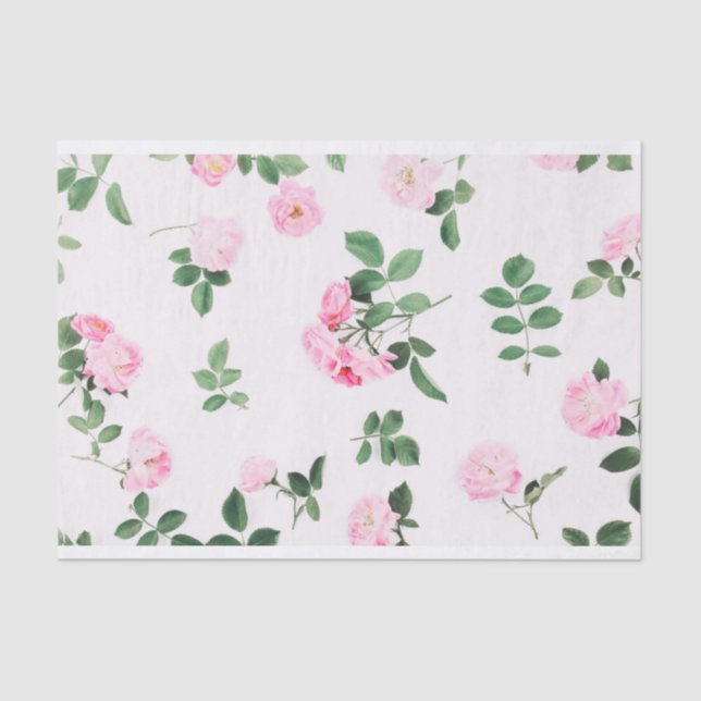Papel De Seda Beautiful Shabby Chic Pink Roses Tissue Paper (Anverso)