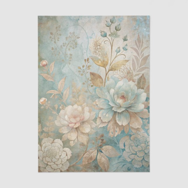 Papel De Seda Beautiful Shades of Blue Floral Background (Anverso)