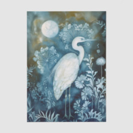 Papel De Seda Beautiful White Heron Cyanotype Printing