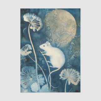 Papel De Seda Beautiful White Mouse Cyanotype Printing