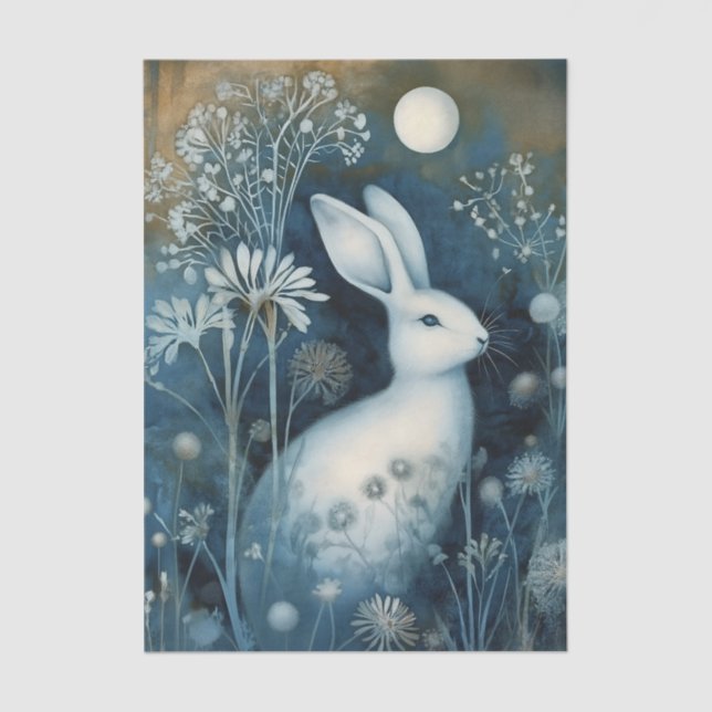 Papel De Seda Beautiful White Rabbit Cyanotype Printing (Anverso)