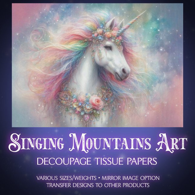 Papel De Seda Beautiful White Unicorn Rainbow Mane Decoupage  (Subido por el creador)