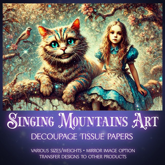 Papel De Seda Beautiful Wonderland Cat and Alice Decoupage (Subido por el creador)