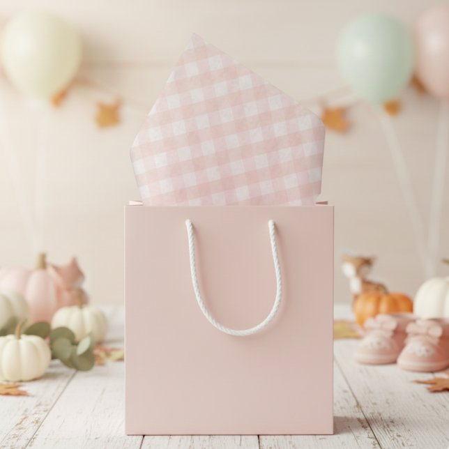 Papel De Seda Beban Gingham, Naranja rosa y pastel de Rubor (Preppy Girly Pink Baby Shower Tissue Paper for Baby Girl. Trendy Feminine Pastel Pink Pattern)