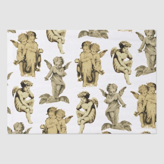 Papel De Seda Bebé beige de la cosecha veneciana Cherub Ángeles  (Anverso)