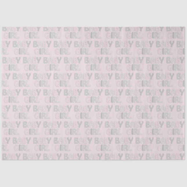 Papel De Seda Bebé Chica Dotty Letters Pastel Gris Rosa (Anverso)