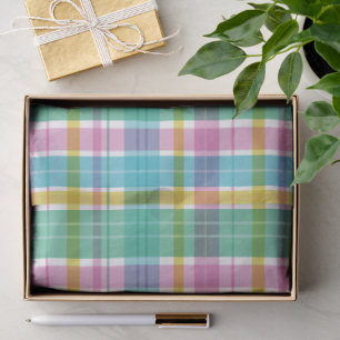 Papel De Seda Bebe Cuadros Pastel Rosa Azul Verde
