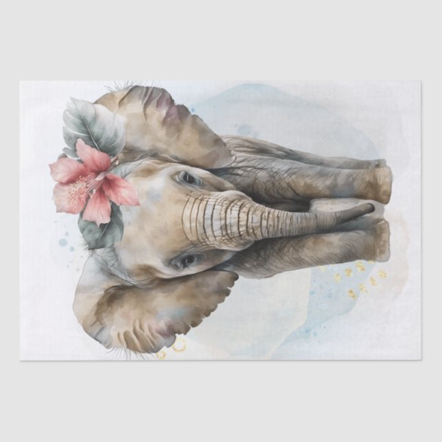 Papel De Seda Bebé elefante lindo (Anverso)