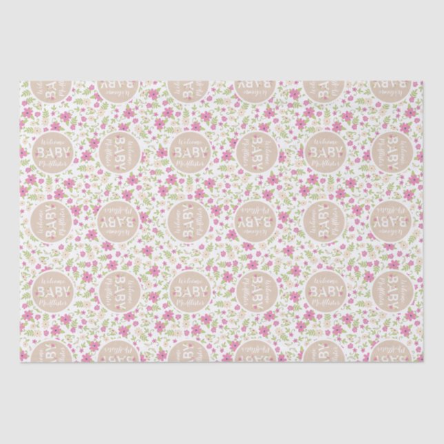 Papel De Seda Bebé en la ducha en flor (Anverso)