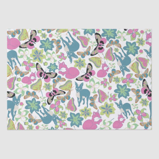 Papel De Seda Bebé Fox y bolso de regalo de flores (Anverso)