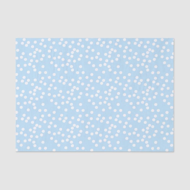 Papel De Seda Bebé lindo azul y confetti blanco / Polkadots (Anverso)