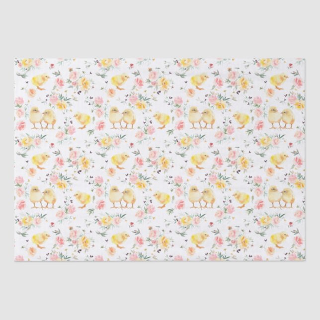 Papel De Seda Bebés de Pascua Chicas Floral de primavera (Anverso)