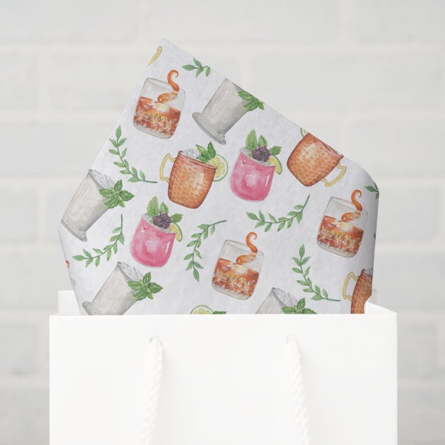 Papel De Seda Bebidas de menta julep de Derby con acuarela (Bolsa de regalo)