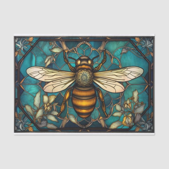 Papel De Seda Bee En Una Ventana De Vidrio Manchado (Anverso)