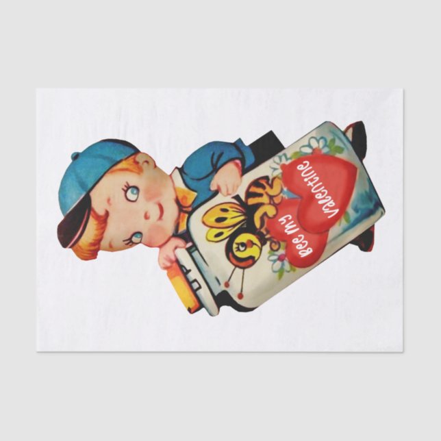 Papel De Seda Bee My Valentine Tissue Paper (Anverso)