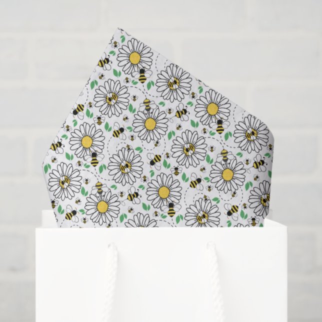 Papel De Seda Bees & Daisies Spring Tissue Paper (Bolsa de regalo)