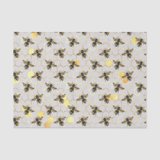 Papel De Seda Bees Gold Honeycomb (Anverso)