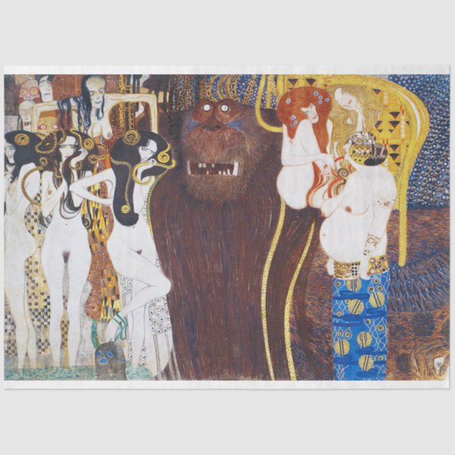 Papel De Seda Beethoven Frieze (detalle), Gustav Klimt (Anverso)