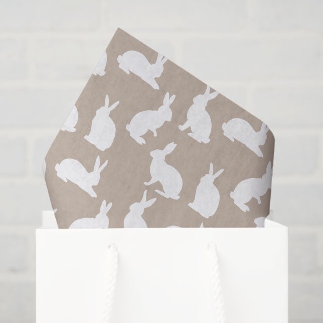 Papel De Seda Beige And White Bunny Pattern Neutral Easter (Bolsa de regalo)