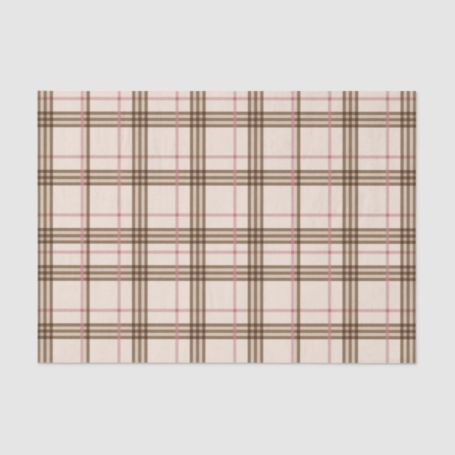 Papel De Seda Beige Brown Tartan Plaid (Anverso)
