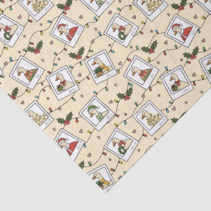 Papel de seda beige con gansos de Navidad dibujado