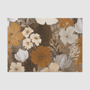 Papel De Seda Beige Crema Marrón Pastel Boho Años 70 Vintage Flo
