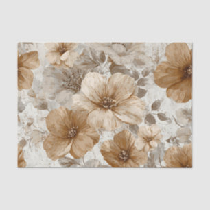Papel De Seda Beige Crema Marrón Pastel Boho Años 70 Vintage Flo