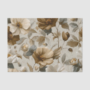 Papel De Seda Beige Crema Marrón Pastel Boho Años 70 Vintage Flo