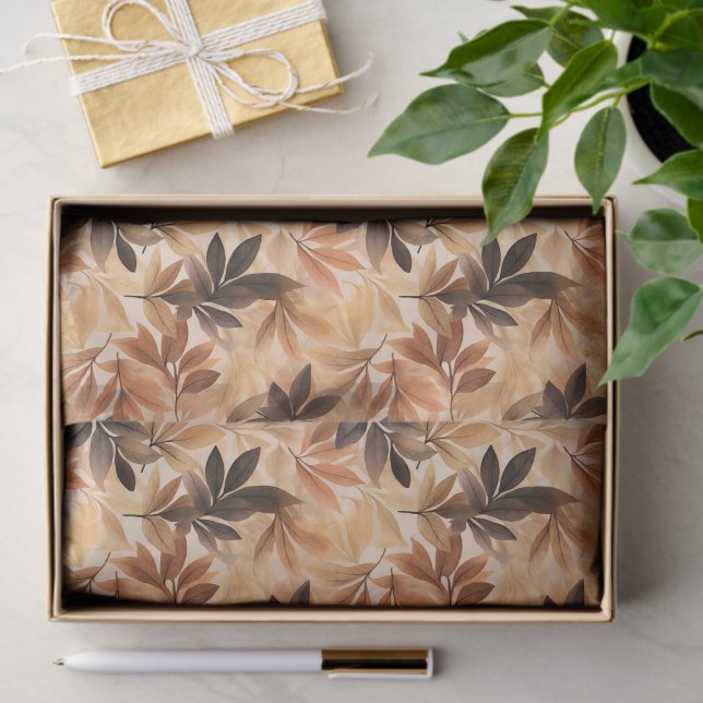 Papel De Seda Beige cremoso, otoño marrón deja acuarela (Subido por el creador)