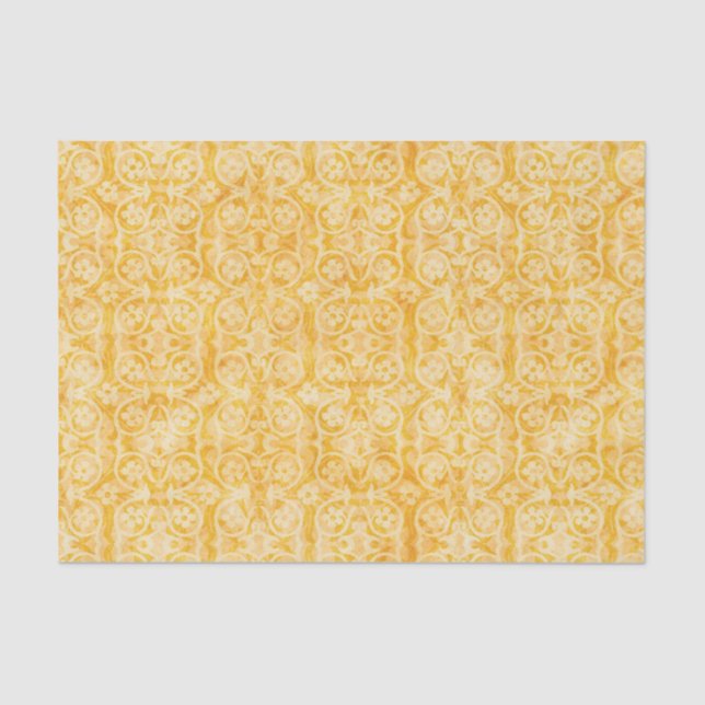 Papel De Seda Beige de oro floral geométrico (Anverso)