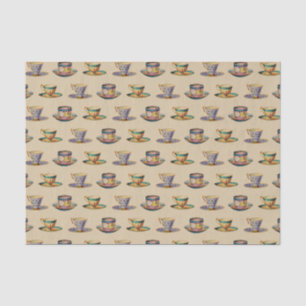 Papel De Seda Beige del modelo de las tazas de té del vintage