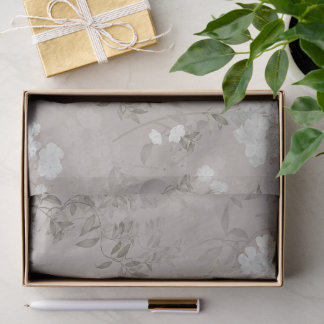 Papel De Seda Beige Floral Romántico Botánico Taupe Antiguo