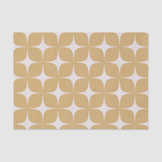 Papel De Seda Beige Mid Century Moderno Elegante Boho Geométrico (Anverso)