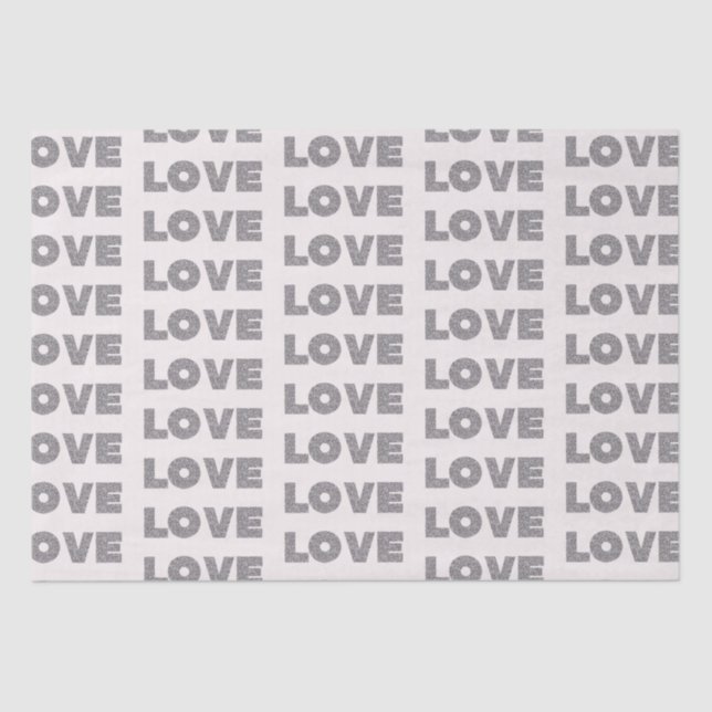 Papel De Seda Beige Stone Silver Purpurina Love (Anverso)