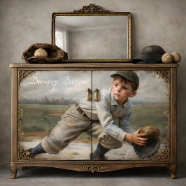Papel De Seda Béisbol Antiguo Niño Decoupage